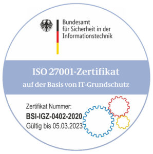 Logo ISO 27001 auf Basis IT-Grundschutz